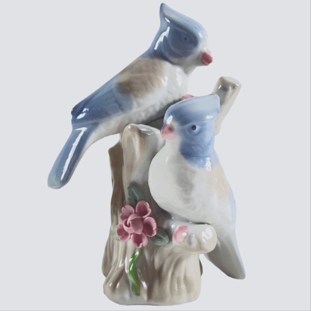 Birds on a Tree Pink Flowers Figurine